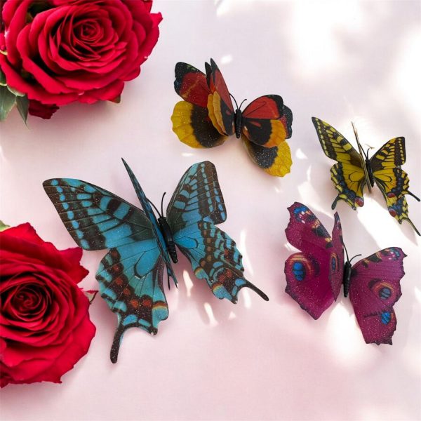 Pack of 6 – 3D Simulation Butterfly Fridge Magnets & Wall Decor (Random Design)
