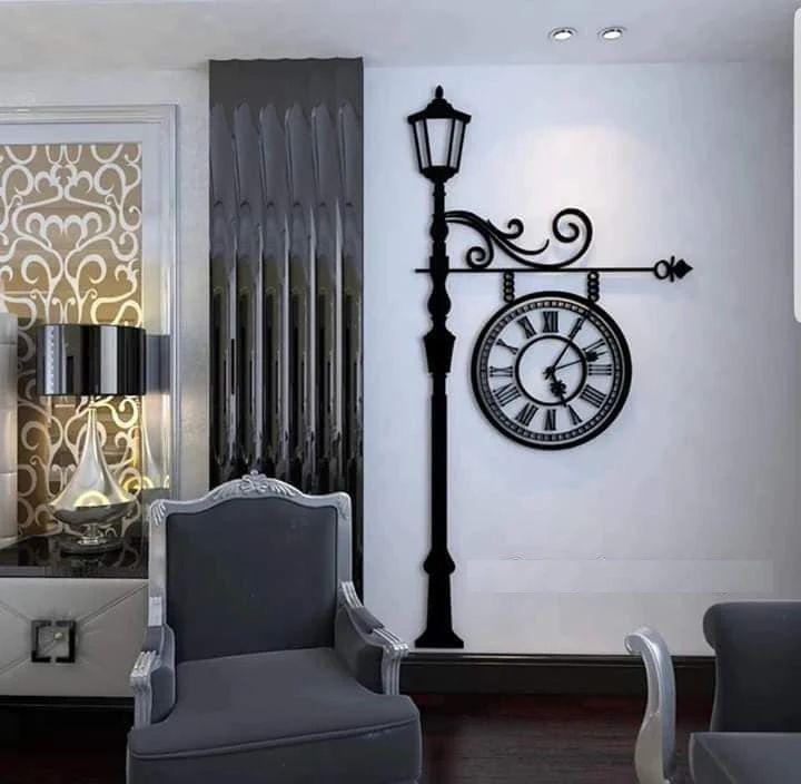 Street Lamp Design Laminated Sheet Wall Clock – Vintage Charm for Modern Walls