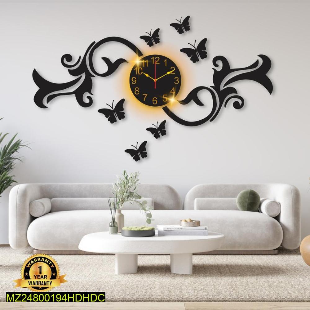Butterfly Design Laminated Wall Clock With Backlight