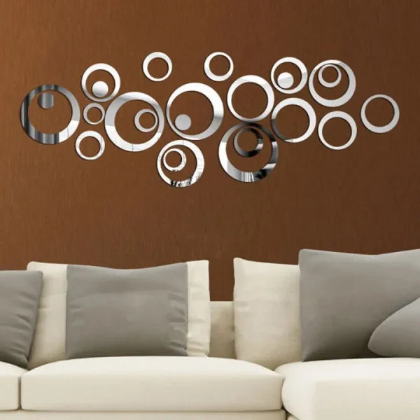 24 Pcs Acrylic Mirror 3D Wall Stickers – Modern Home & Living Room Decor